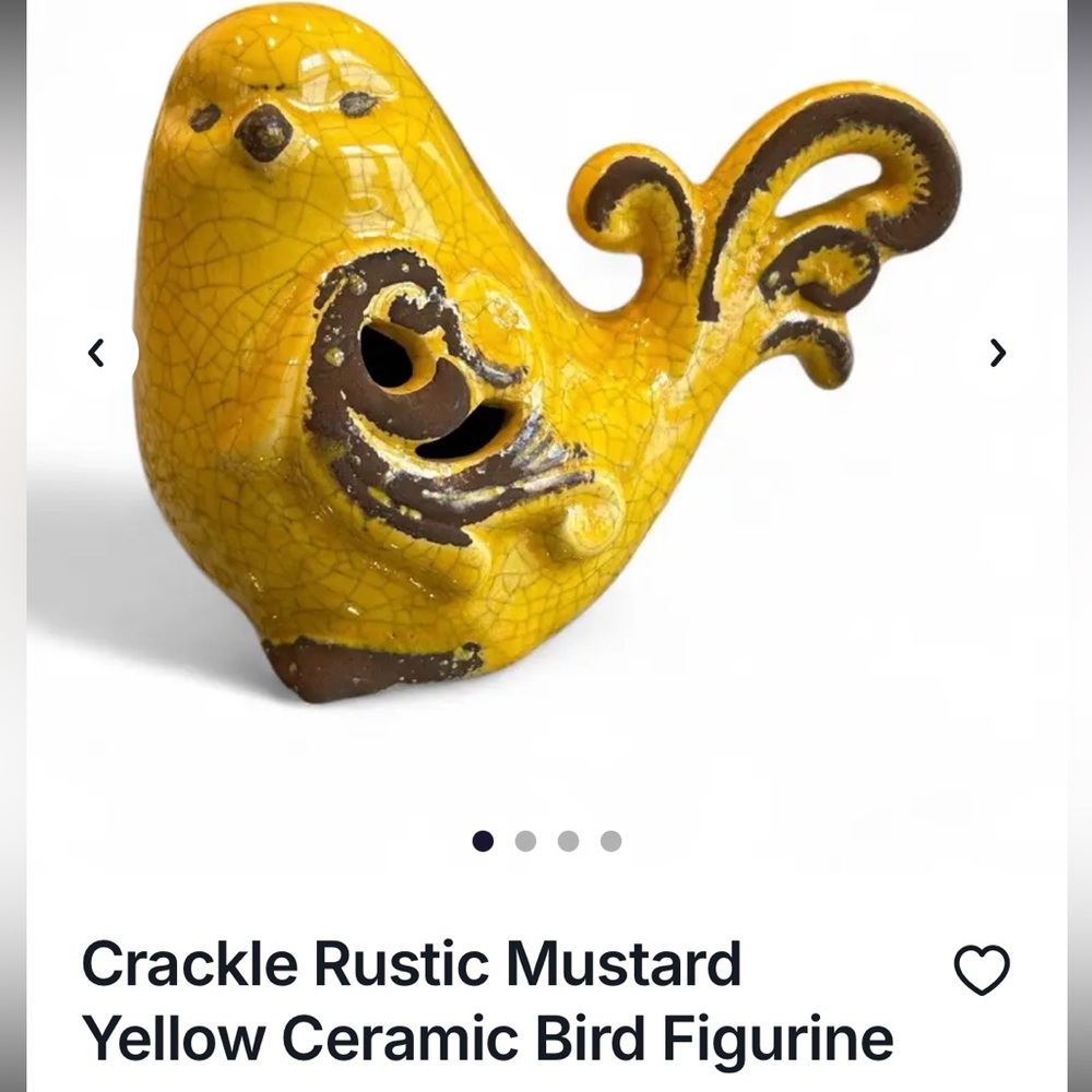 50%offw❤️ Large 8” Yellow mustard crackle Ceramic Bird
Spring decor
